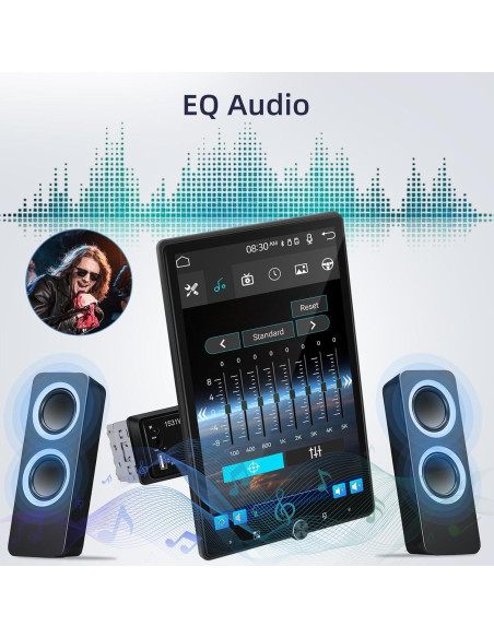 Estéreo de coche 1 Din EKAT 10.4" Pantalla Táctil Carplay GPS