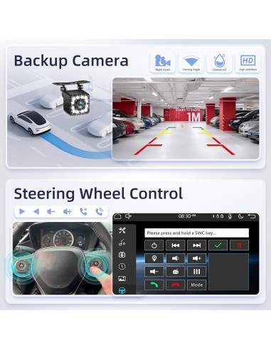 Estéreo de coche 1 Din EKAT 10.4" Pantalla Táctil Carplay GPS