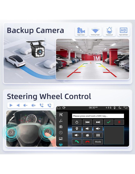 Estéreo de coche 1 Din EKAT 10.4" Pantalla Táctil Carplay GPS