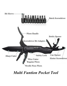 Cuchillo Multiherramienta RoverTac 15 en 1 Plegable Negro 2