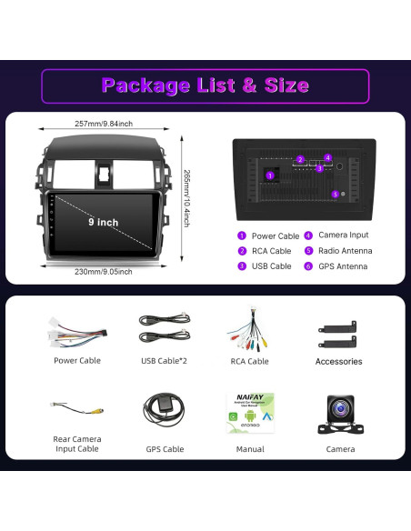 Estéreo de Coche Leadfan para Toyota Corolla 2009-2013 9" GPS Bluetooth