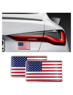 Calcomanías 3D de Metal Dickno - Bandera Americana Roja (2 PCS)