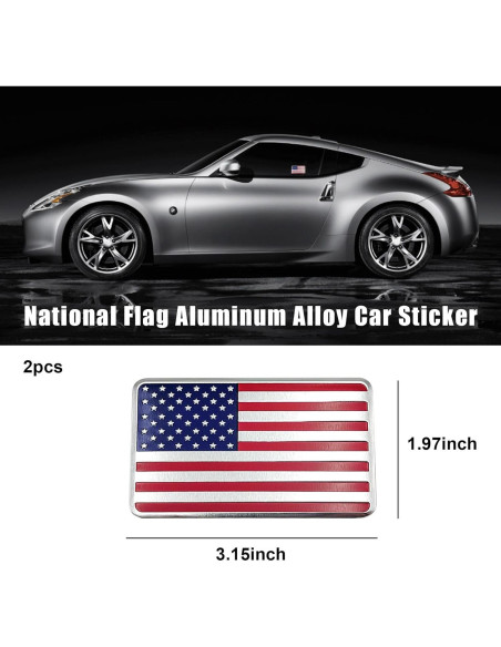 Calcomanías 3D de Metal Dickno - Bandera Americana Roja (2 PCS)