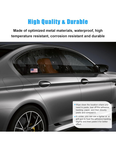 Calcomanías 3D de Metal Dickno - Bandera Americana Roja (2 PCS)