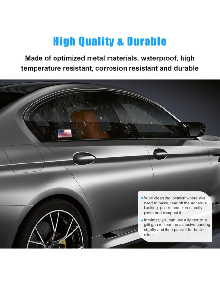 Calcomanías 3D de Metal Dickno - Bandera Americana Roja (2 PCS)