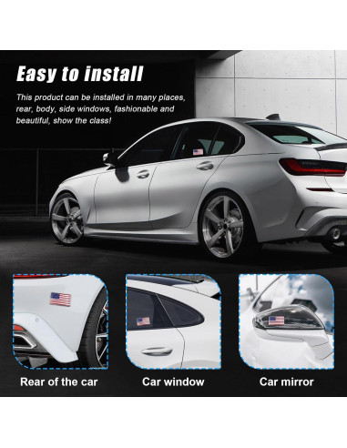 Calcomanías 3D de Metal Dickno - Bandera Americana Roja (2 PCS)