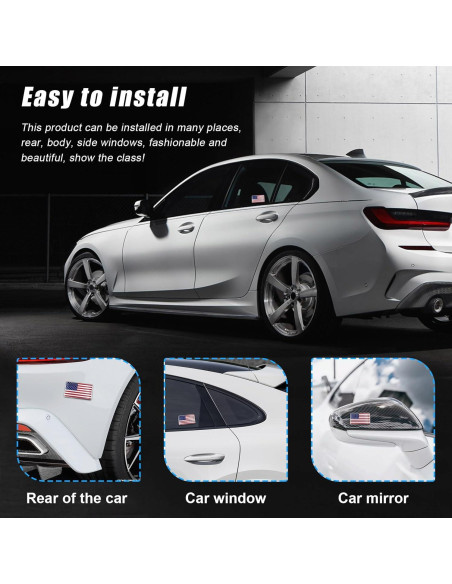 Calcomanías 3D de Metal Dickno - Bandera Americana Roja (2 PCS)