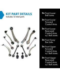 Kit de Suspensión Delantera TRQ 12 Piezas para Audi 2012-2017 2