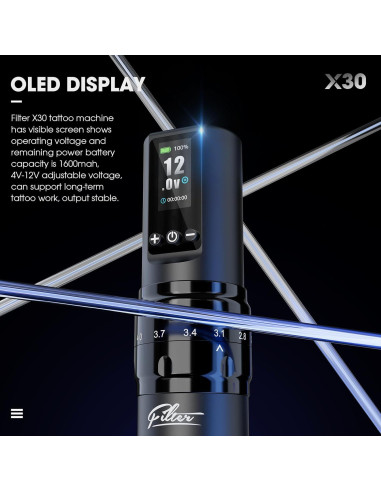 Máquina de Tatuaje Filter X30 7 Golpes 2.0-4.0mm Inalámbrica