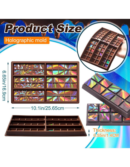Moldes de Chocolate Holográficos Silicona Ziliny 25x17 cm