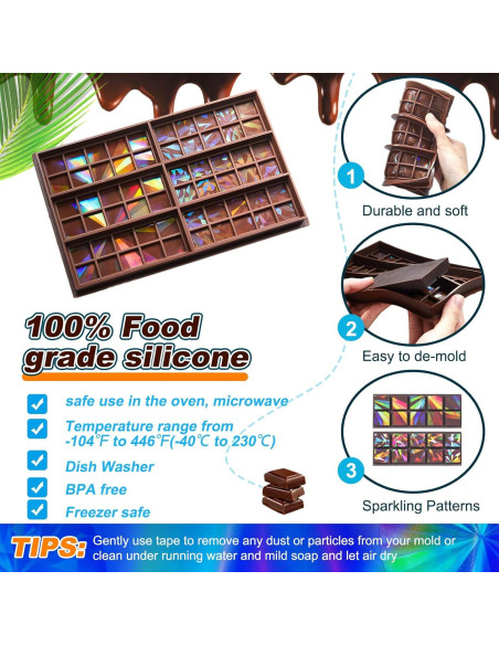 Moldes de Chocolate Holográficos Silicona Ziliny 25x17 cm