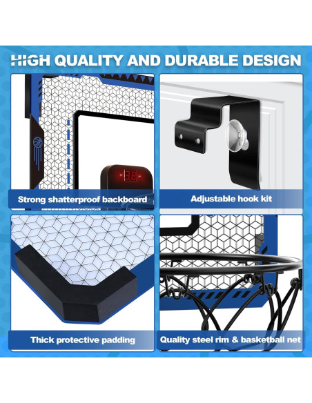 Aro de Baloncesto Interior GMAOPHY Azul con Marcador Electrónico