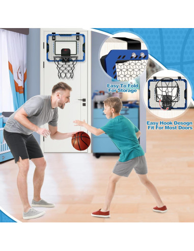 Aro de Baloncesto Interior GMAOPHY Azul con Marcador Electrónico