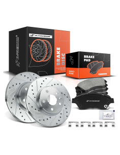 Discos de Freno Perforados y Ranurados A-Premium + Pastillas Cerámicas - Chevy Cruze/Sonic