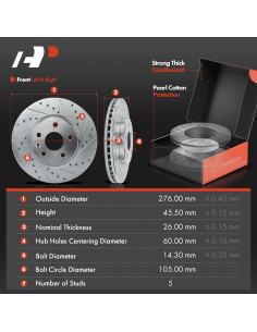 Discos de Freno Perforados y Ranurados A-Premium + Pastillas Cerámicas - Chevy Cruze/Sonic 2