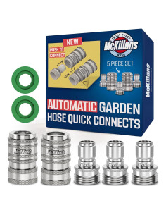 Conectores Rápidos Automáticos McKillans para Manguera de Jardín - Kit de 5 Piezas