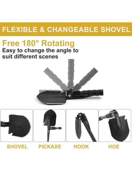 Pala de Supervivencia Yeacool 71.88 cm Plegable Multiherramienta