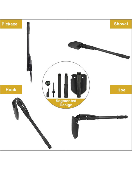 Pala de Supervivencia Yeacool 71.88 cm Plegable Multiherramienta