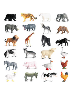24 Figuras de Animales Realistas de Plástico para Niños