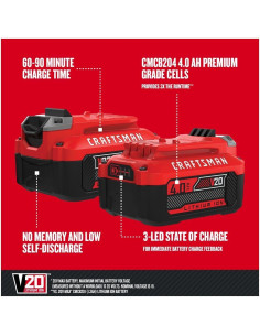 Batería y Cargador CRAFTSMAN V20 4.0Ah, 20V, Ion de Litio 2