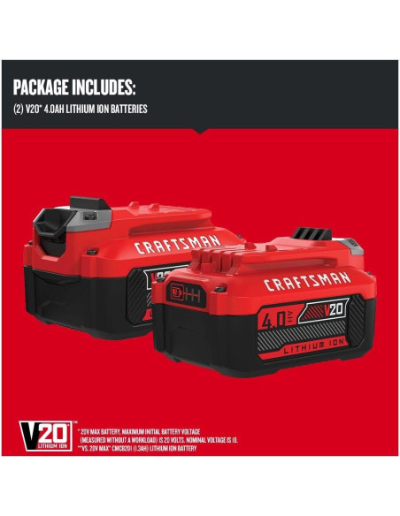 Batería y Cargador CRAFTSMAN V20 4.0Ah, 20V, Ion de Litio