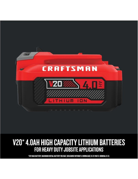 Batería y Cargador CRAFTSMAN V20 4.0Ah, 20V, Ion de Litio