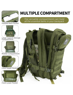 Mochila Táctica 45L Molle Verde para Senderismo y Camping 2
