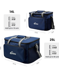 Bolsa de Almuerzo Aislada KUOSHI 14L Azul Marino Plegable 2
