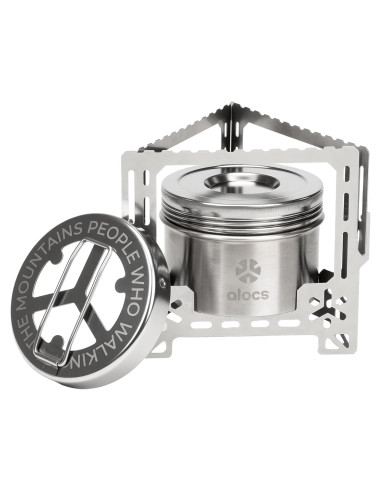 Estufa de Camping Alocs 2250W Acero Inoxidable Plegable