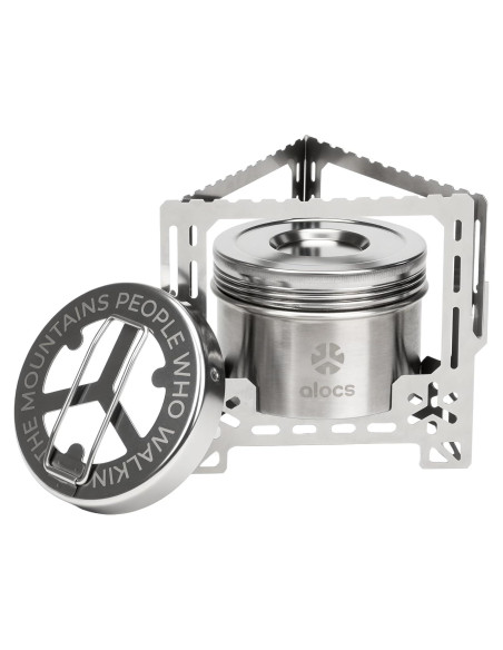 Estufa de Camping Alocs 2250W Acero Inoxidable Plegable