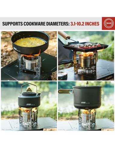 Estufa de Camping Alocs 2250W Acero Inoxidable Plegable