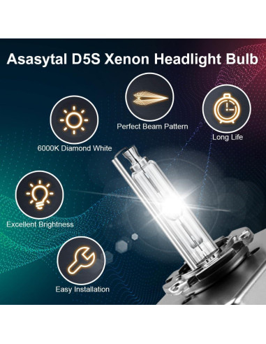 Bombilla Xenón D5S Asasytal 6000K 35W 3500 Lúmenes
