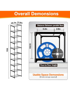 Estante Modular de Filamento GRETJOB 10 Niveles 60 Bobinas 2