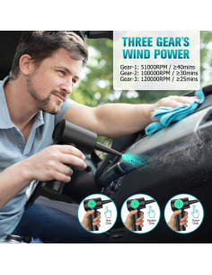 Soplador de aire COMOBELIEF 120000RPM 3 velocidades recargable 2