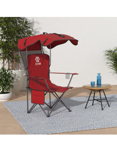 Silla de Camping Elevon Plegable con Dosel Burdeos 2