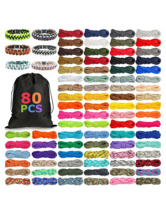 Kit Paracord 80 Piezas Riakrum 3,05 m Manualidades