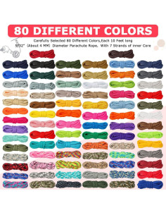 Kit Paracord 80 Piezas Riakrum 3,05 m Manualidades 2