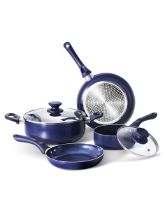 Juego de 6 Ollas y Sartenes Clockitchen Antiadherente Azul