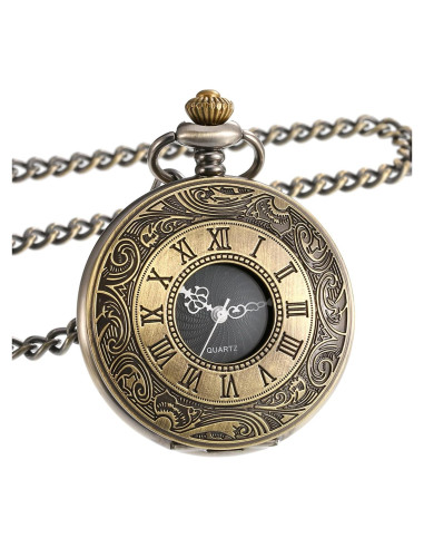 Reloj de bolsillo vintage Mudder con cadena y números romanos