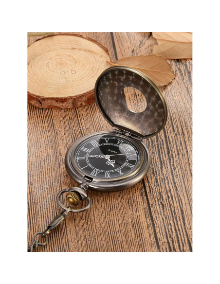 Reloj de bolsillo vintage Mudder con cadena y números romanos