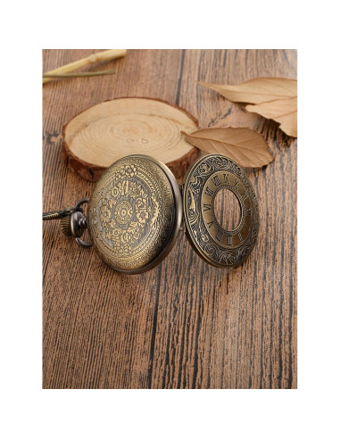 Reloj de bolsillo vintage Mudder con cadena y números romanos