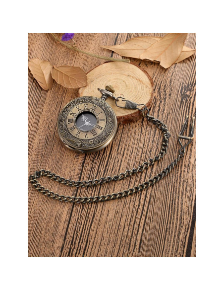 Reloj de bolsillo vintage Mudder con cadena y números romanos