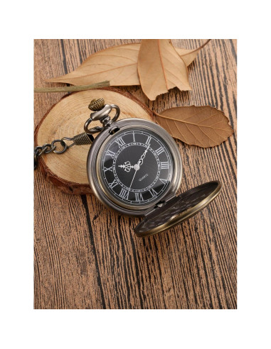 Reloj de bolsillo vintage Mudder con cadena y números romanos