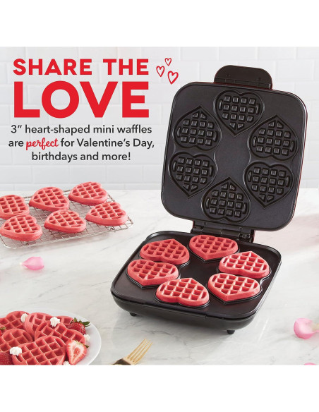 DASH Mini Waffle Maker 6 Corazones 7,62 cm Antiadherente