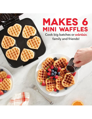 DASH Mini Waffle Maker 6 Corazones 7,62 cm Antiadherente