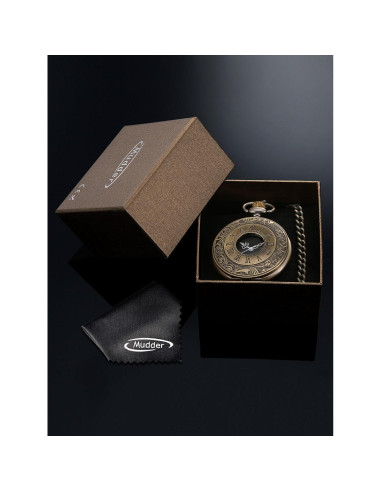Reloj de bolsillo vintage Mudder con cadena y números romanos