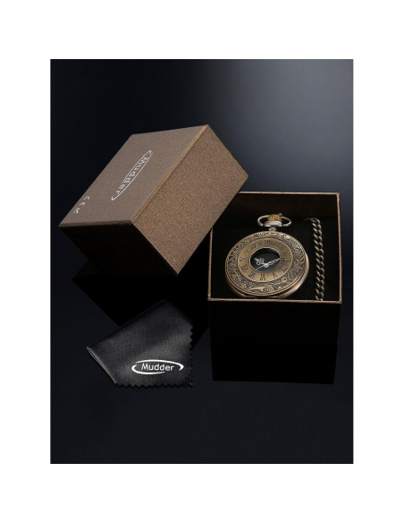 Reloj de bolsillo vintage Mudder con cadena y números romanos
