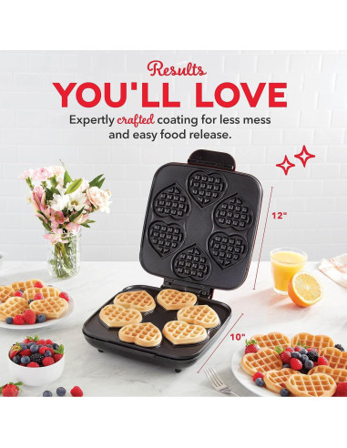 DASH Mini Waffle Maker 6 Corazones 7,62 cm Antiadherente