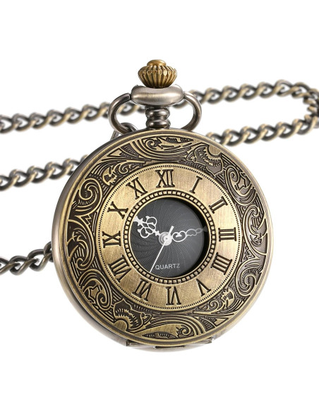 Reloj de bolsillo vintage Mudder con cadena y números romanos