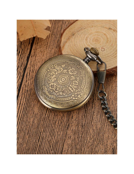 Reloj de bolsillo vintage Mudder con cadena y números romanos